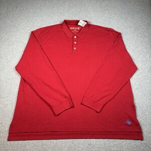 Orvis Long Sleeve Polo Shirt Mens XXL Red Stretch Cotton Fishing Logo NWT